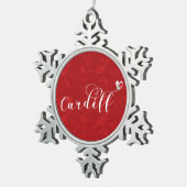 Heart Cardiff Flag, Caerdydd, Wales Keramik Orname Schneeflocken Zinn-Ornament (Rechts)