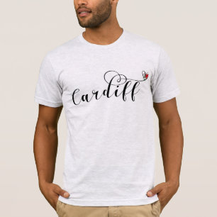 Heart Cardiff Flag, Caerdydd, Wales T - Shirt