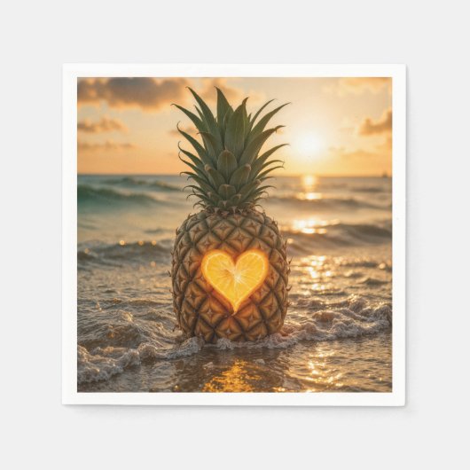 Heart Carved In a Pineapple On a Beach Serviette (Vorderseite)