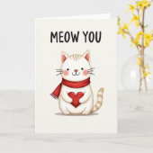 Heart Cat Meow You Greeting Card Karte (Gelbe Blume)