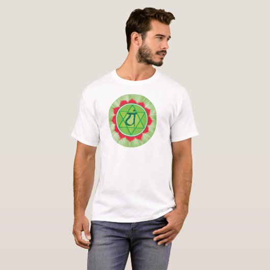 Heart Chakra Anahata Männerbasische T - Shirt, Wei T-Shirt (Vorne ganz)