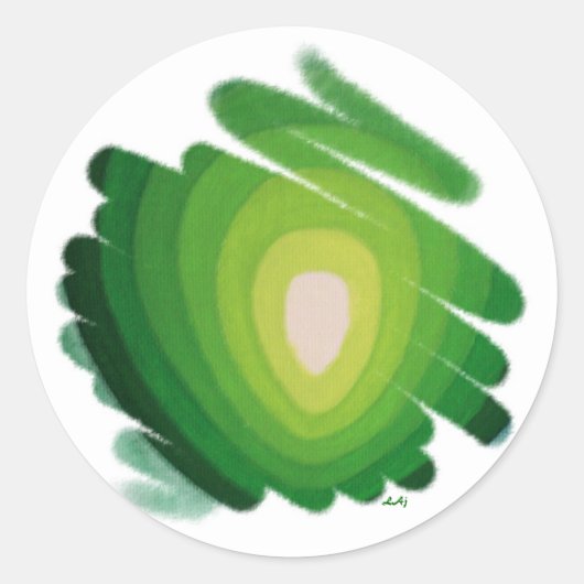 Heart Chakra Green Energy Spirals Round Sticker (Vorderseite)