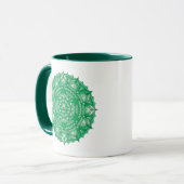Heart Chakra Green Mandala Zwei Tone Tasse (Vorderseite Links)