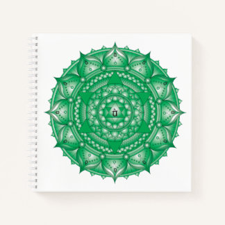 Heart Chakra Mandala Green Square Notebook Notizblock