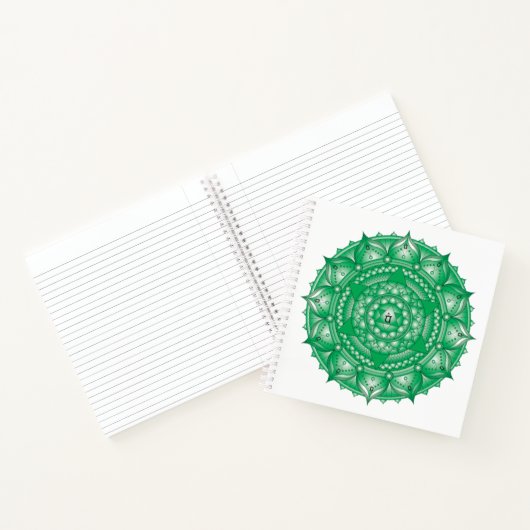 Heart Chakra Mandala Green Square Notebook Notizblock (Innenseite)