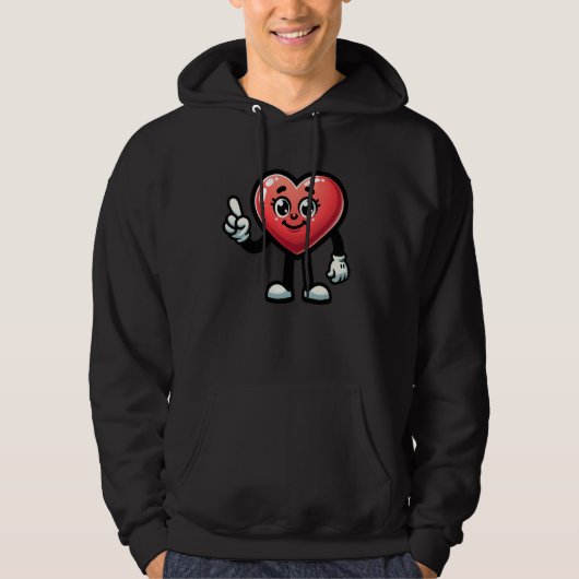 Heart Character With Cartoon Eyes And Smiling Face Hoodie (Vorderseite)