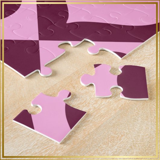 Heart Checkerboard Pattern Bordeaux Pink - Puzzle