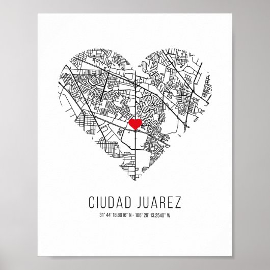 Heart Ciudad Juarez City Map (Mexiko) Poster (Vorne)