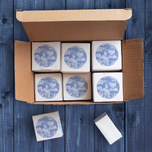 Heart Cloud Sky Cute Modern Blue Custom Wedding Runder Aufkleber