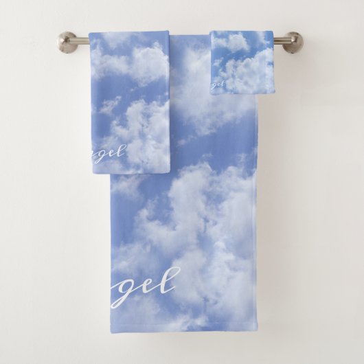 Heart Cloud Sky Niedlich Fun Moderner blauer Indiv Badhandtuch Set (Insitu)