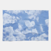 Heart Cloud Sky Niedlich Fun Moderner blauer Indiv Geschirrtuch (Horizontal)