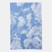 Heart Cloud Sky Niedlich Fun Moderner blauer Indiv Geschirrtuch (Vertikal)
