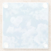 Heart Cloud Sky Niedlich Fun Moderner blauer Indiv Glasuntersetzer (Rückseite)