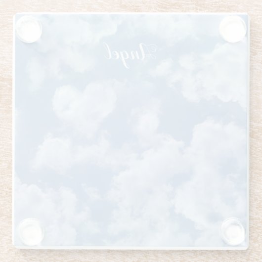 Heart Cloud Sky Niedlich Fun Moderner blauer Indiv Glasuntersetzer (Rückseite)