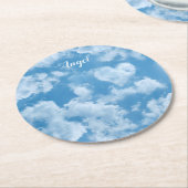 Heart Cloud Sky Niedlich Fun Moderner blauer Indiv Runder Pappuntersetzer (Angewinkelt)
