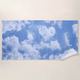 Heart Cloud Sky Niedlich Fun Moderner blauer Indiv Strandtuch
