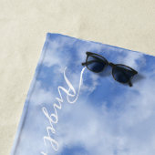 Heart Cloud Sky Niedlich Fun Moderner blauer Indiv Strandtuch (Beispiel)