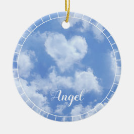 Heart Cloud Sky Niedlich Modern Blue Custom Weddin Keramik Ornament