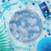 Heart Cloud Sky Niedlich Modern Blue Custom Weddin Pappteller (Party)