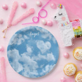 Heart Cloud Sky Niedlich Modern Blue Custom Weddin Pappteller (Party)
