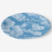 Heart Cloud Sky Niedlich Modern Blue Custom Weddin Pappteller (Schrägansicht)