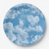 Heart Cloud Sky Niedlich Modern Blue Custom Weddin Pappteller (Vorderseite)