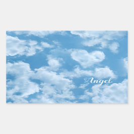 Heart Cloud Sky Niedlich Modern Blue Custom Weddin Rechteckiger Aufkleber