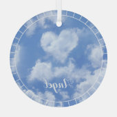 Heart Cloud Sky Niedlich Modern Blue Personalisier Ornament Aus Glas (Rückseite)