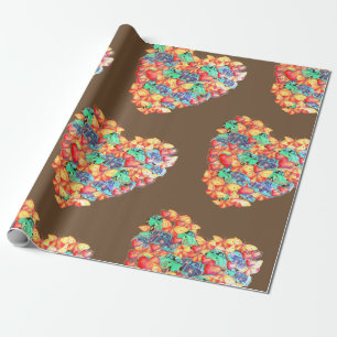 Heart Collage Art Wrapping Paper, Valentine Geschenkpapier