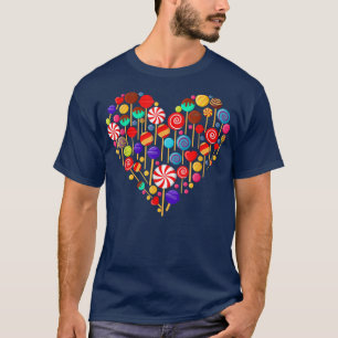 Heart Colorful Candy Rainbow Sucker Lollipop T-Shirt