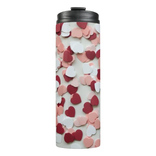 Heart Confetti Pattern – Cute Romantic Celebration Thermosbecher (Vorderseite)