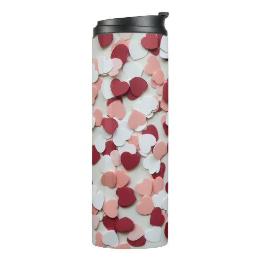 Heart Confetti Pattern – Cute Romantic Celebration Thermosbecher (Nach links gedreht)