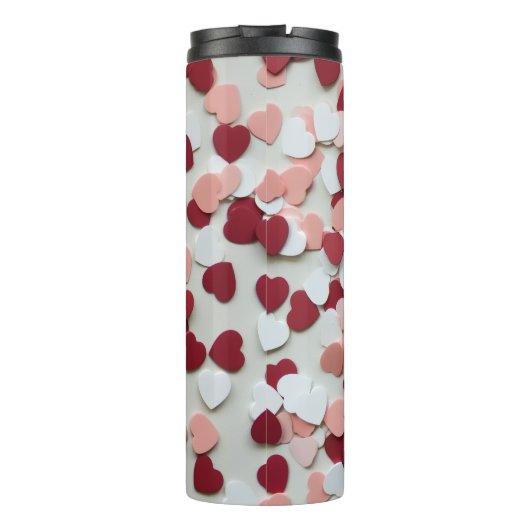 Heart Confetti Pattern – Cute Romantic Celebration Thermosbecher (Rückseite)