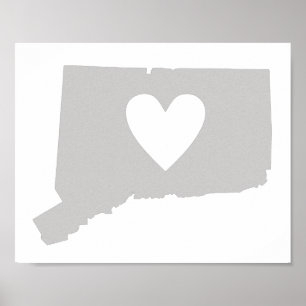 Heart Connecticut Staat Silhouette Poster