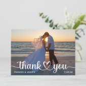 Heart Connection Wedding Foto Dankeskarte (Stehend Vorderseite)