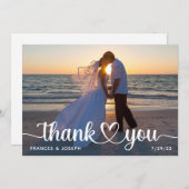 Heart Connection Wedding Foto Dankeskarte (Vorne/Hinten)