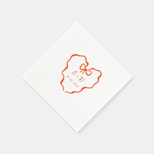 Heart coquette wedding serviette (Ecke)