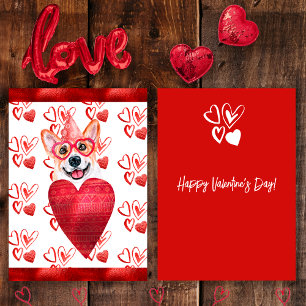 Heart Corgi Dog Lover Valentine Geschenk Feiertagskarte
