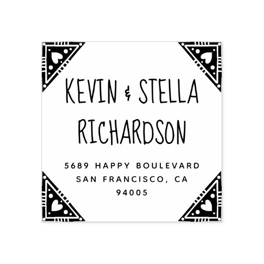 Heart Corners Wedding Rücksendeadresse Gummistempel (Prägung)