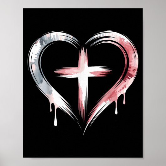 Heart Cross Christian Faith Love  Poster (Vorne)