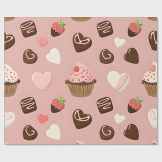 Heart Cupcake Chocolate Valentine Wrapping Geschenkpapier
