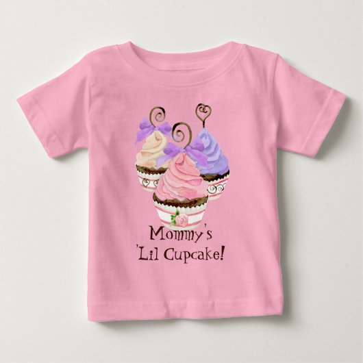 Heart Cupcake Trio "Mommy's 'Lil Cupcak" - T - Shi Baby T-shirt (Vorderseite)