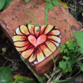 Heart Daisy Keramik Ornament