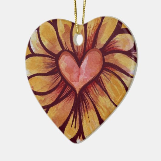 Heart Daisy Keramik Ornament (Links)