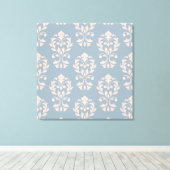 Heart Damask Big Ptn II Rosa auf blau Leinwanddruck (Insitu (Holzboden))