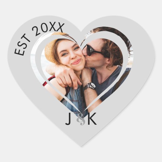 Heart Dating Couple Girlfriend Boyfriend Photo  Herz-Aufkleber (Vorderseite)