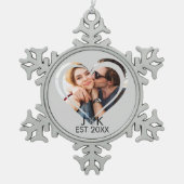 Heart Dating Couple Girlfriend Boyfriend Photo Schneeflocken Zinn-Ornament (Vorderseite)