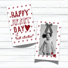 Heart Day Gingham Bow Valentines Classroom Card Mitteilungskarte