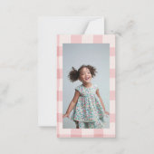 Heart Day Pink Gingham Valentines Classroom Card Mitteilungskarte (Rückseite)