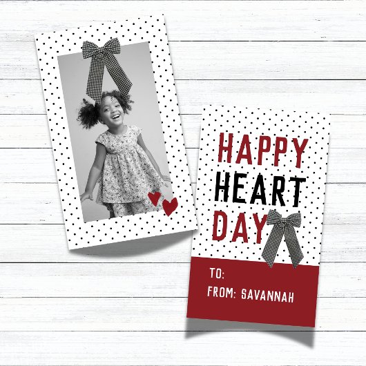 Heart Day Polka Dot Valentines Classroom Card Mitteilungskarte